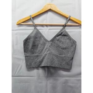 Auden Ribbed Crop Cami Bralette Gray Womens Large